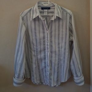 Jones New York long sleeve striped stretch blouse
